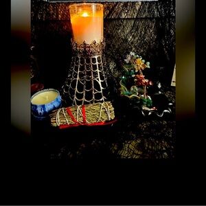 3 piece Chakras incense holder blue sage and candle